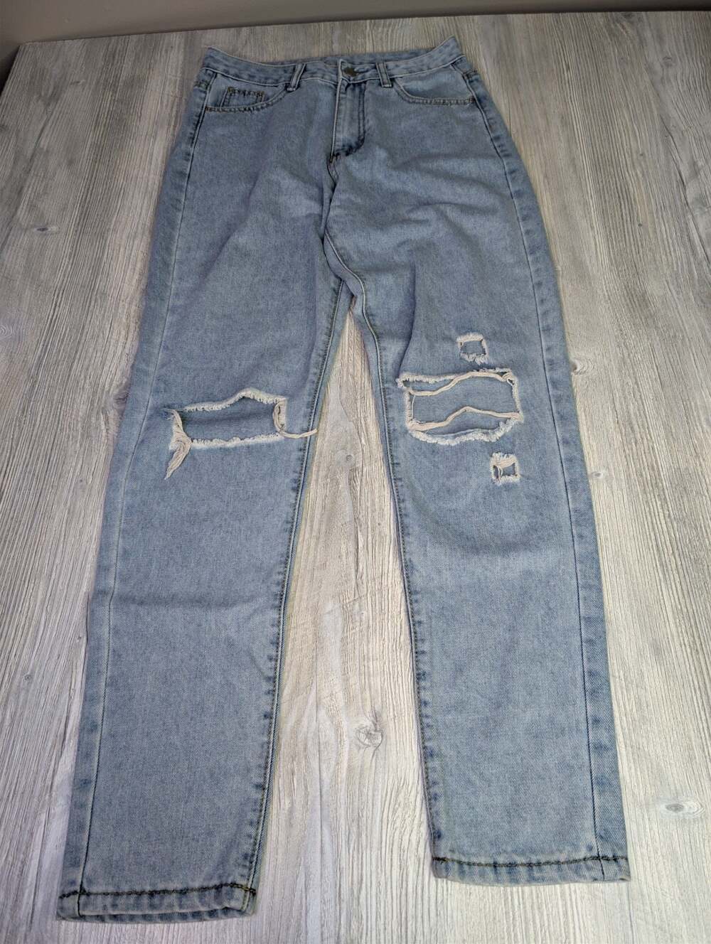 SHEIN High-Waist Ripped Boyfriend Jeans, Size S